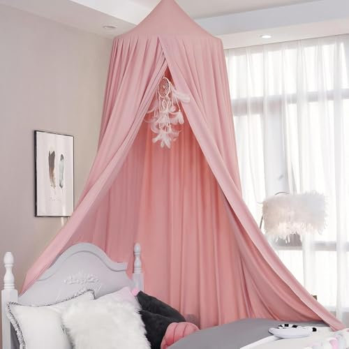 Kunmuzi Baby Baldachin Betthimmel Kinder Babys Bett Baumwolle Hängende Moskiton für Schlafzimmer Ankleidezimmer Spiel Lesen Zeit Höhe 240 cm Saumlänge 270cm