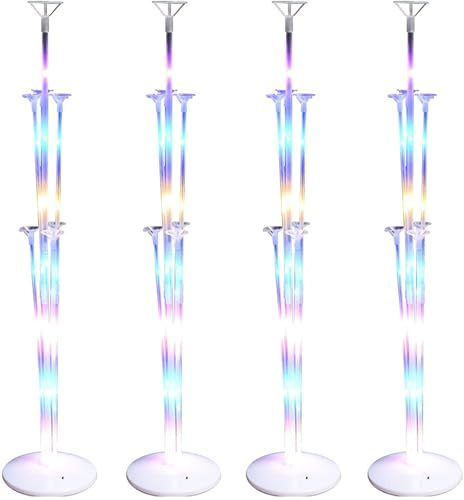 4 Stück Luftballons Halter, LED Luftballons Ständer Luftballon Ständer Kit Ballonständer Tisch Ballonzubehör für Party Dekoration,Geburtstag, Weihnachten, Hochzeitsdekoration