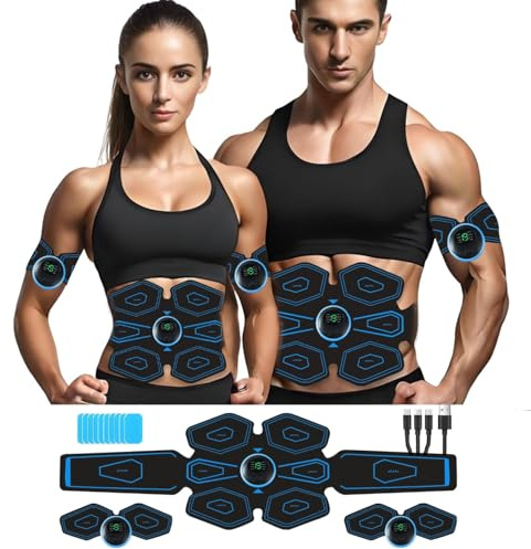 EMS Trainingsgerät,Bauchtrainer Elektrisch,EMS Muskelstimulator Bauchmuskeltrainer Trainingsgerät,8 Trainingsmodi USB-Wiederaufladbarer Tragbarer für Bauch,Arm,Bein-Fitness Outdoor und Indoor