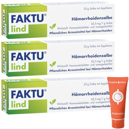 Faktu lind Hämorrhoidensalbe pflanzliches Arzneimittel mit Hamamelis I Sparset mit give-away von Pharma Perle (3 x 25 g)