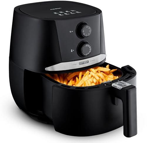 MEDION E20 L Heißluftfritteuse (3,2 Liter Frittierkorb, ca. 1400 Watt, einfache Bedienung, ölfreies Frittieren, 30 Min Timer, Überhitzungsschutz, MD10711) schwarz
