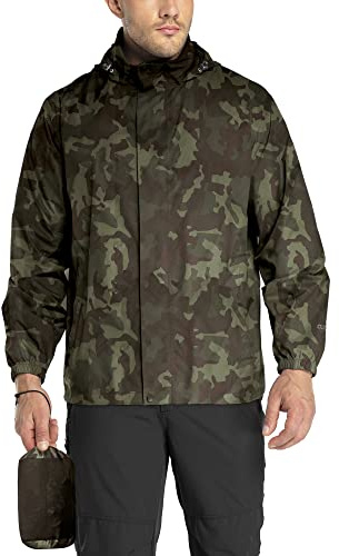 33,000ft Regenjacke Herren Leicht Wasserdicht Faltbare Regenmantel Fahrrad | Atmungsaktiv Outdoorjacke Windjacke Windbreaker mit Verstaubare Kapuze, Stehkragen Jacke, Golf, Camping, Outdoor, Angeln