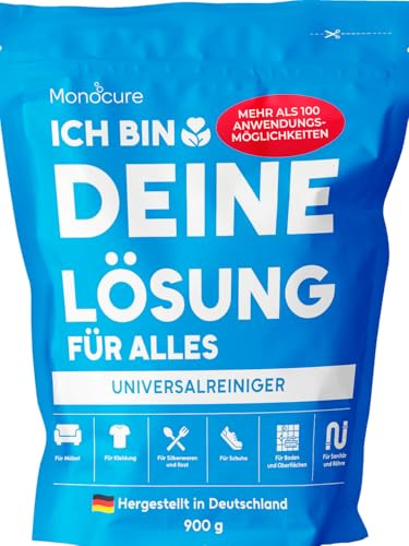Monocure Ich bin deine Lösung für alles - 900 g Mehrzweck-Sauerstoffbleiche Pulver für Badezimmer, Küche, Böden, Kleidung, Teppiche, Sofas & Autopolster - Waschmittel für Geruchs- & Fleckenentferner