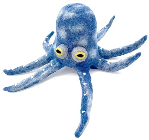 Nepalaya Artisan Community - EW-261 - Eierwärmer, Oktopus, blau, Filz, Handarbeit, 9cm x 8,5cm x 9cm