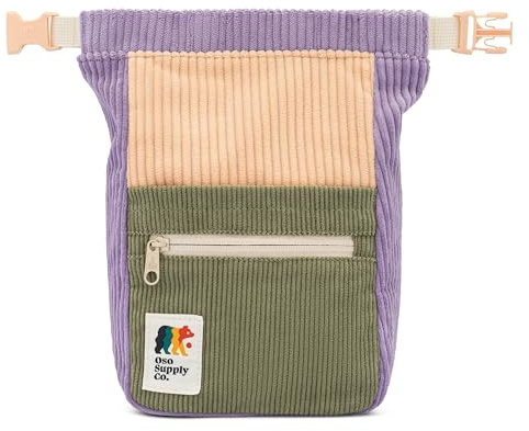 OSO Supply Co - Retro Cord-Bouldereimer, große, freistehende Kreide-Tasche zum Klettern, magnetischer Roll-Down-Verschluss, Zwei Bürstenschlaufen, Reißverschlusstaschen und Tasche