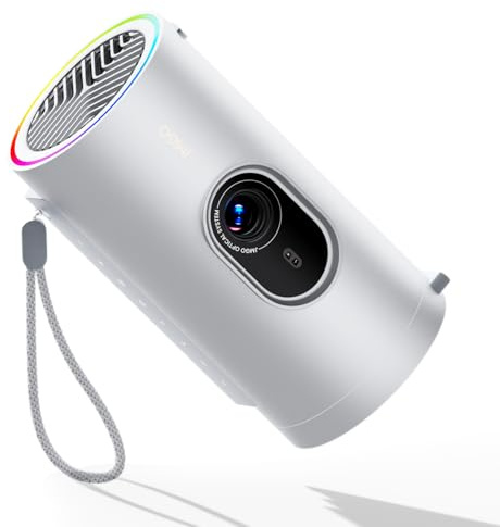 JMGO PicoPlay 1080P Smart Mini Beamer, GTV, Lizenziertes Netflix, 400 ISO Lumen, 8W Dolby Digital, 3D, HDR10, Tragbarer Projektor mit WiFi & Bluetooth für Zuhause, Outdoor, inkl. Optischem Filter