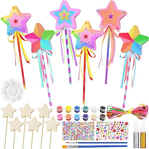 Meanju DIY Zauberstäbe PrinzessinZauberstabBasteln Bastelset Kinder Mädchen | Zauberstab Bastelset Kindergeburtstag Zauberstab Set für Mädchen Fee Prinzessin Zauberstab mit DIY-Werkzeuge