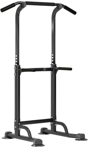 SogesPower Pull Up Power Tower Dip-Station, multifunktionale Dip-Unterstützung für Kraft- und Fitnesstraining zu Hause, Trainingsstation mit einstellbarer Höhe