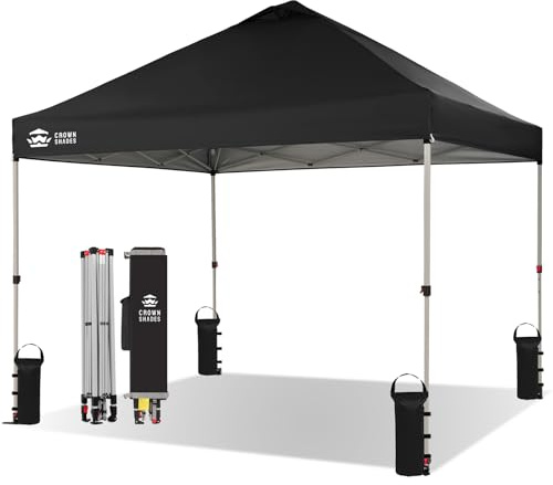 CROWN SHADES Pavillon 3x3 Wasserdicht Stabil Winterfest, Pop up Faltpavillon UV Schutz 50+, Partyzelt Für Outdoor Camping, 3-Fach Höhenverstellbar, Gartenpavillon mit Tragetasche (Schwarz)