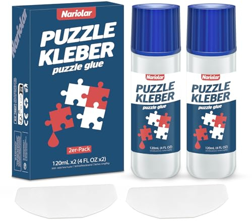 Nariolar Puzzle Kleber Transparent mit Applikator Geeignet für Befestigen und Aufhängen von Puzzles, Schnell Trocknend,120mlX2