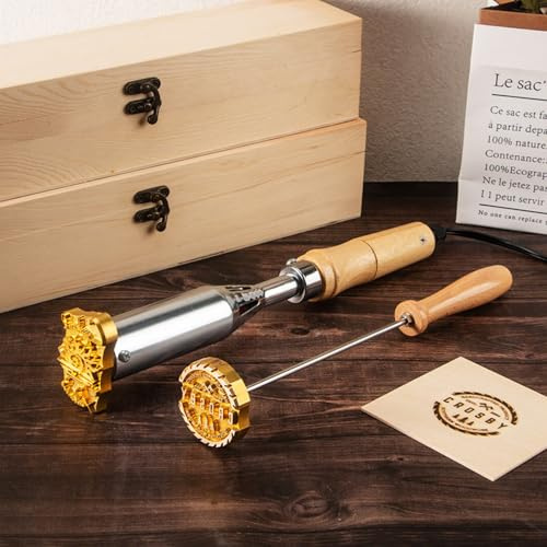 ACRSIKR Brennstempel für Holz Eigenes Logo, Personalisiertes Stempel,Metall-Brandeisen für Leder Holz Backen Geschenke