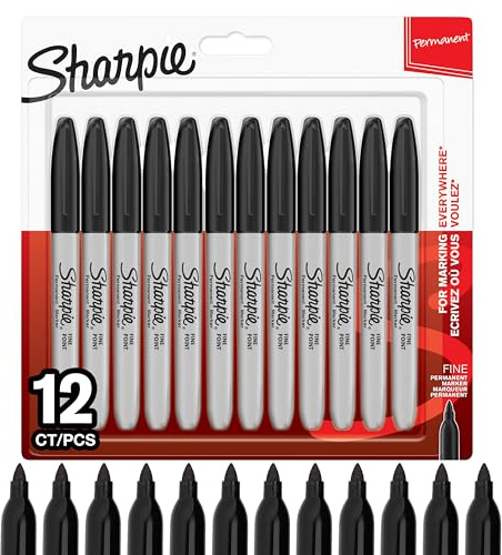 Sharpie Permanent Marker | Marker Stifte mit feiner Spitze | schwarze Tinte | 12 Stück Market Set