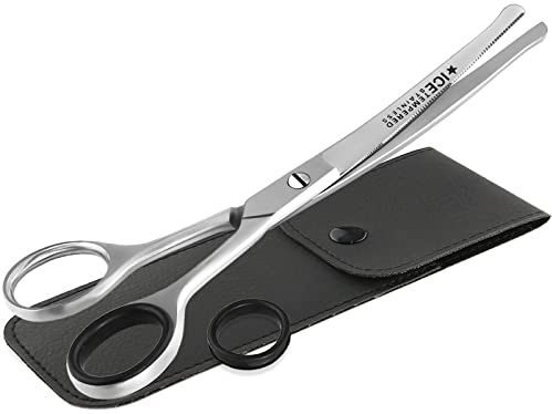 Fellschere Hunde Hundehaarschere Gebogene Pfotenschere mit Mikroverzahnung | Profi Fell Haarschere Schere Hundeschere für Tiere 16 cm mit Etui