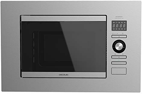 Cecotec Einbaubarer Digitaler Mikrowellenherd GrandHeat 2090 Built-In Steel | 800W Leistung, Einbaufähig, 20L, Grill, 8 Vorprogrammierte Funktionen, Timer