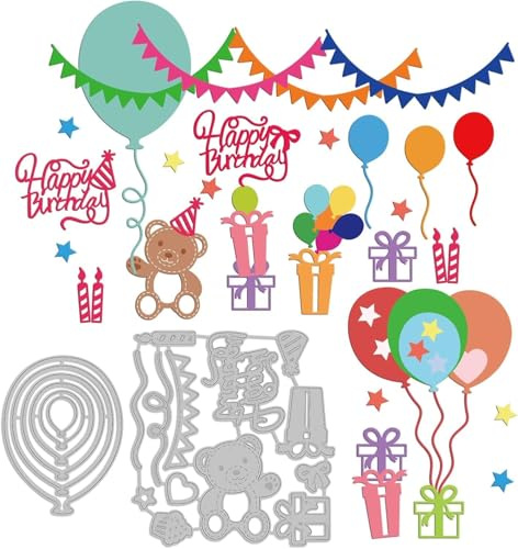 INFUNLY 19 teile/Satz Luftballons Die Cuts Alles Gute Zum Geburtstag Luftballons Schablonen Set Die Cut Für Kartenherstellung Party Geschenk Schablonen Für DIY Scrapbooking Prägung