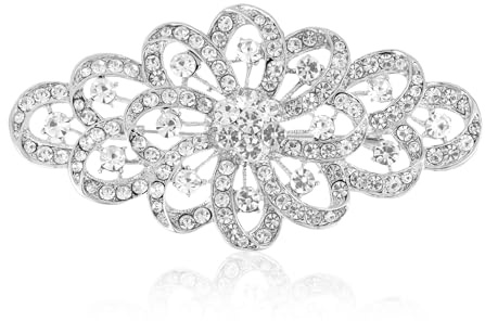 Mikovivi Hochzeitsbrosche für Damen, Silberne Strass Diamant Brautblumenbrosche als Anstecknadel für Brautkleid Brautstrauß Stola und Festliche Kleidung