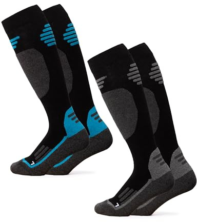 Occulto Herren & Damen Merino Skisocken 2er Pack (Modell: Toni) Schwarz Blau 43-46