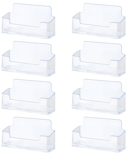 IETWATE 8 Stück Visitenkartenhalter, Kunststoff Visitenkartenständer, Transparente Business Card Holder, 95x23x48mm Visitenkartenbox Aufsteller Fasst 50-70 Karten, für Büro Visitenkarten