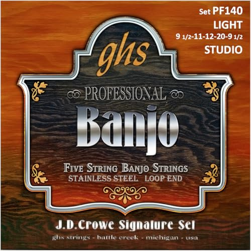 GHS J.D. Crowe Signature - PF140 - Banjo String Set, 5-String, Stainless Steel, Studio, .0095-.020