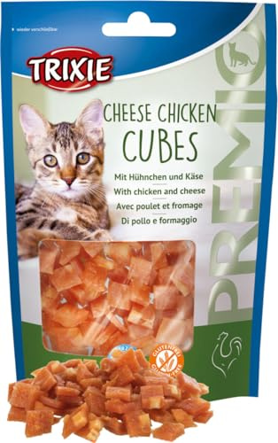 TRIXIE Katzenleckerli Premio Cheese Chicken Cubes mit Huhn – 50 g | Leckere Belohnung für jeden Tag – würfelförmige Happen, ideal für zwischendurch, praktisch für Zuhause