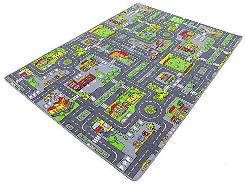 HEVO Stadt Mix Strassen Spielteppich | Kinderteppich 145x200 cm