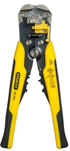 Stanley FatMax Automatische Abisolierzange und Schneidzange FMHT0-96230, inkl. Drahtschneider / Für Kabeldurchmesser von 0.2 - 6 mm² / Verpressen isolierter und nicht-isolierter Kabelschuhe / 21cm