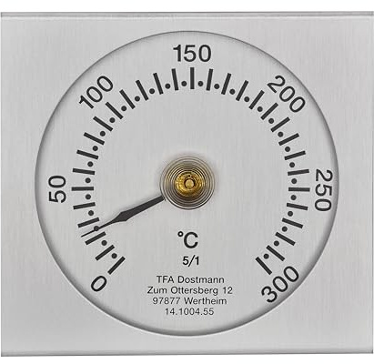 TFA Dostmann Analoges Backofenthermometer, 14.1004.60, aus Metall, hitzebeständig, für jeden Backofen geeignet, silber