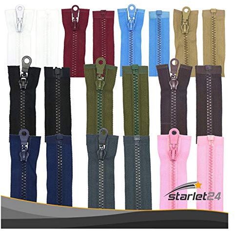 Starlet24® Reißverschluss Kunststoff 5mm grob teilbar, Reißverschlüsse Plastik-Zähne für Jacken & Taschen - Schwarz 70 cm