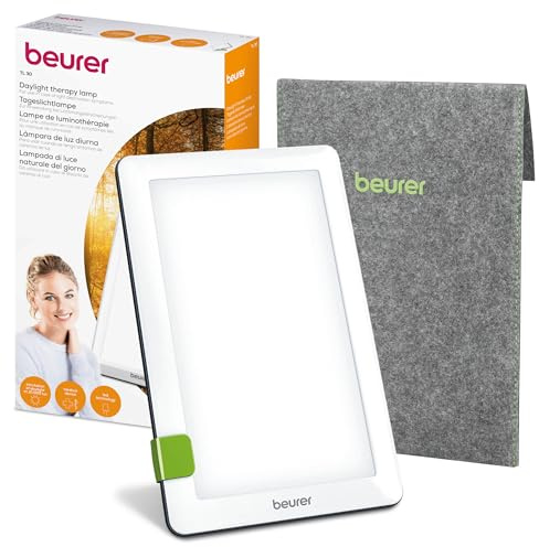 Beurer TL 30 Tageslichtlampe, Simulation von Tageslicht, bis zu 10.000 Lux, Medizinprodukt, flimmer- und UV-freie LED-Technologie, Tageslichtleuchte mit verstellbarer Halterung und Tasche