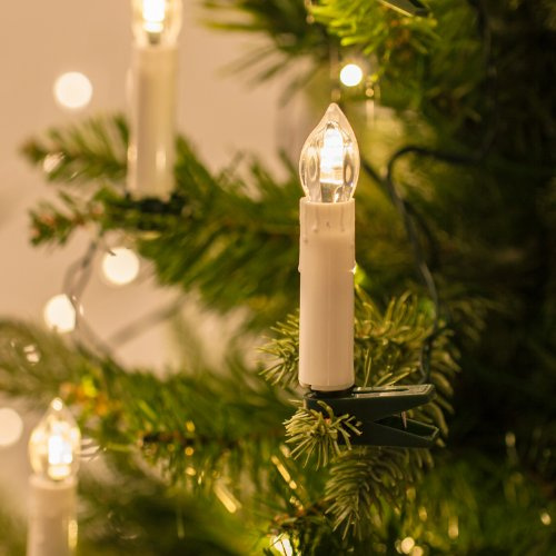 Lights4fun 50er LED Weihnachtsbaum Lichterkette 15,7m Kerzenlichterkette creme Innen Lichterkette Weihnachten Weihnachtsbaumkerzen mit Kabel Weihnachtsbeleuchtung Weihnachts Deko