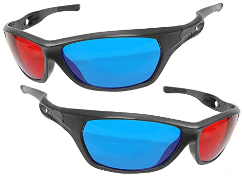 Anaglyph 3D Brille Rot/Cyan 2er Set für Filme, PC-Spiele und 3D-Fotos – für anaglyphe Inhalte auf Monitor, TV und Beamer – ideal für DVD, Blu-ray, YouTube, Unterricht, Präsentation, Heimkino daheim