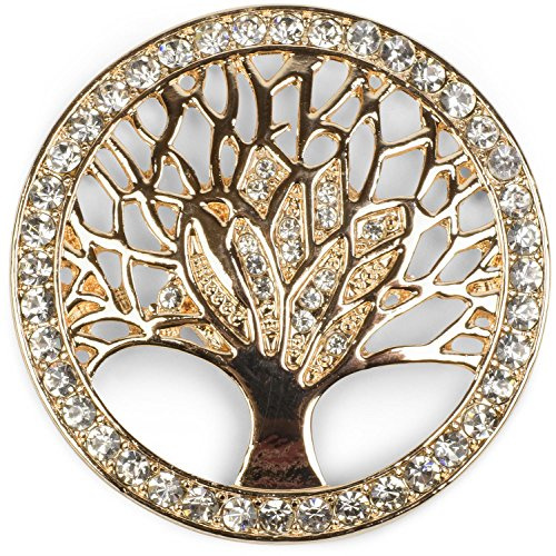 styleBREAKER Lebensbaum Magnet Schmuck Anhänger für Schals, Tücher oder Ponchos mit Strassteinen, Brosche, Damen 05050029, Farbe:Gold