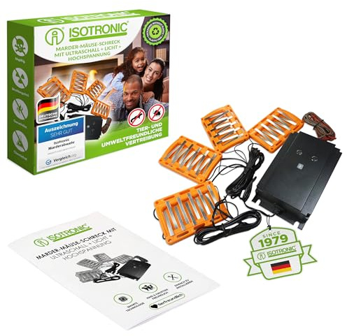 ISOTRONIC Marderschreck Auto – Marderabwehr zum Anschluss an 12V Autobatterien – Marderschutz mit Hochspannung, LED-Blitzlicht & Ultraschall – Marderschock Wasserdicht & CAN-Bus geeignet (1 Stück)