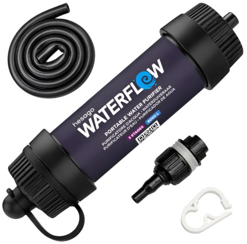 Waterflow 3 Stages - Wanderer-Wasserfilter und Survival-Kit, Reiniger, Reiniger - 99,9% Bakterienentfernung