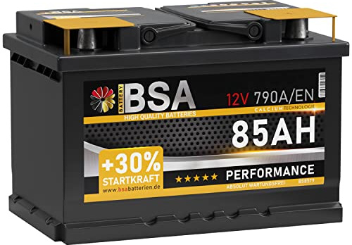 BSA Autobatterie 85Ah 12V 790A/EN +30% mehr Startkraft Starterbatterie Batterie ersetzt 70Ah 72Ah 74Ah 75Ah 77Ah 80Ah