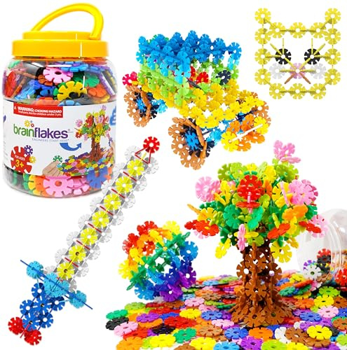Brain Flakes 500er-Set, ab 3 Jahren - Ineinandergreifendes Kunststoff-Scheibenspielzeug für kreatives Bauen, Mint-Lernspielzeug & Konstruktionsbausteine für Kinder, Jugendliche und Erwachsene