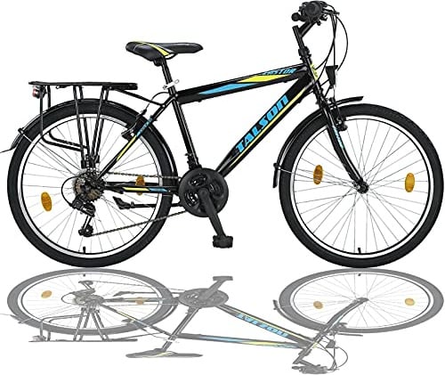24 Zoll Jungen Fahrrad 21-Gang Shimano mit Beleuchtung Farbe SCHWARZ TMX