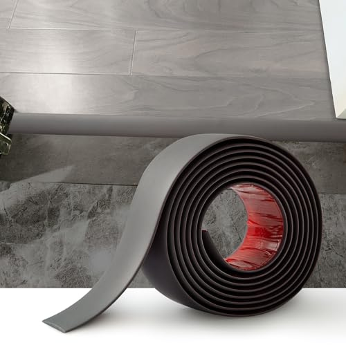 2 m Laminatboden-Schwellen-Übergangsstreifen, PVC-Türleisten für Türen, selbstklebende Vinyl-Bodenkantenverkleidung, Fliesen zu Laminat, Bodenverbindungsstreifen, Lückenabdeckung (4 cm, dunkelgrau)