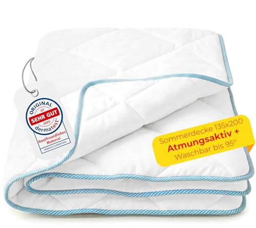 Rosenkern Sommerbettdecke 135x200 leicht - [Ökotex Zertifiziert & Atmungsaktiv] - Sommerdecke 135 x 200 dünn - [Pflegeleicht bis 95° Waschbar] - Mikrofaser Bettdecke für Sommer