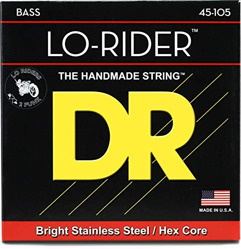 DR Strings Lo-Rider MH-45 – E-Bass Medium 45-105 | Hex Core, Straffer Attack, Hohe Praezision, Kraftvoller Sound, Made in USA