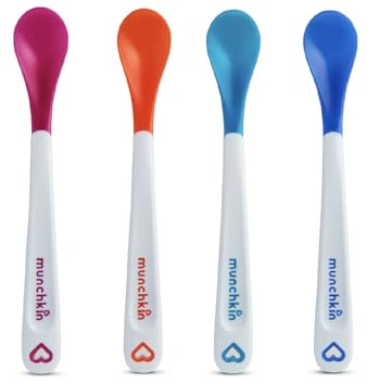 Munchkin White Hot Löffel für Kleinkinder und Babys | Baby-Abstill-Set mit farbwechselndem Hitzewarnsignal | Kunststoffbesteck | ohne BPA | Fütternlöffel für Babys | 4er Pack