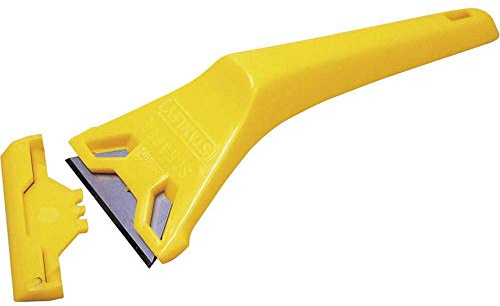 Stanley Fensterschaber 0-28-590 (60mm Klingenbreite, zum Entfernen von Farbe und Aufklebern auf Glas, mit Schutzkappe, mit auswechselbarer Klinge, 1 Stück)