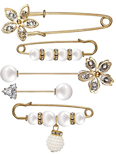 Emibele Künstliche Perlen Brosche, Strass Kristall Broschen Set Blumenbrosche mit Sicherheitsnadel Anstecknadel Broschennadel Pullover Schal Clip Kostüm Zubehör für Damen Mädchen