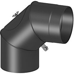 Winkelelement drehbar 0-90° mit Tür; 150mm Durchmesser, schwarz