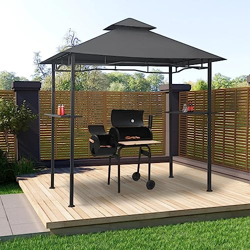 BaraSh BBQ-Pavillon 240x150x255 cm Anthrazit Stahl Grill Pavillon Wasserdicht Stabil Winterfest