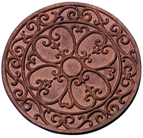 Esschert Design Gehwegplatte, Gartenfliese, Trittplatte, Terrassenplatte Motiv Klassik, rund,27.5 cm x 1,2 cm