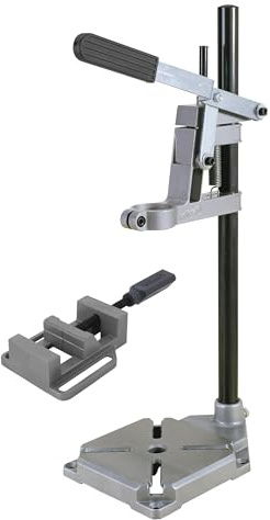 wolfcraft Bohrständer mit Schraubstock - 3406301 - praktisches Set zum exakten Bohren von Flächen, Rundmaterial, Leisten