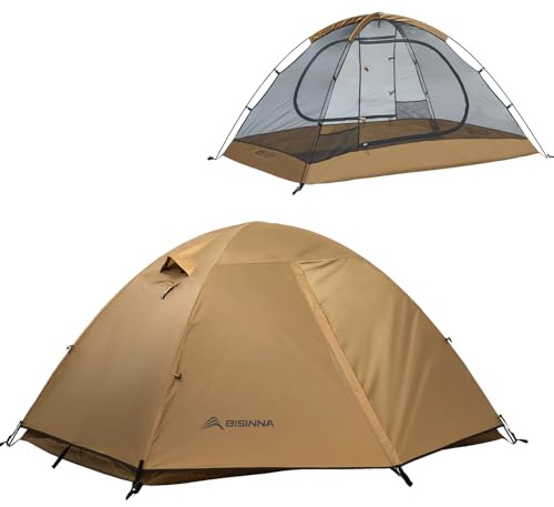 BISINNA Zelt 2 Personen | 3-4 Jahreszeiten Wasserdicht & Winddicht | Ultraleichtes Trekkingzelt mit Blitzaufbau & Kompakt Packmaß für Camping, Wandern, Festival​
