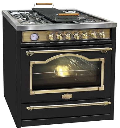 Kaiser Empire HGE 93555 Em/Retro Gas Elektro Standherd 90cm/ Range Cooker/ 115L / Herd mit Gas Kochfeld/ 4,5 Kw WOK/Elektro Backofen /8 Funktionen/Selbstreinigung/Drehspieß/Erdgas/Flüssiggas