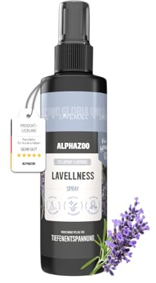 alphazoo Lavellness Fellspray für Hunde 250 ml – mit Lavendelöl, Aloe Vera, Jojobaöl & Sheabutter. Pflegt Fell & Haut, verleiht Glanz & Geschmeidigkeit. Sanfte Fellpflege für leichte Kämmbarkeit